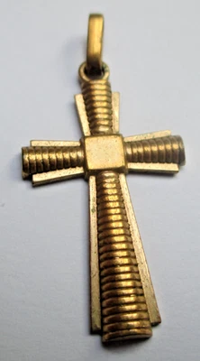 Ancienne croix MAGNIFIQUE pendentif plaqué or poinçonné bijou vintage 315 - Photo 1/3