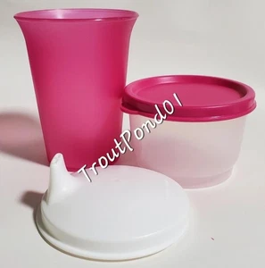 Tupperware De Colección Vaso Campana Niños Snack Cup Set Sippy Sipper Sello 7 OZ Tazón Rosa - Imagen 1 de 2