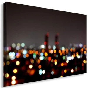 Stadt Nacht Lichter Leinwandbild / AK Art Bilder / Leinwand Bild + Mehrfarbig - Bild 1 von 5