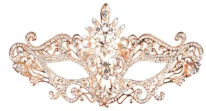 Rhinestone Rose Gold Metal Masquerade Mask - Picture 1 of 2
