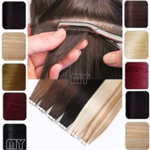 30-120Gr Tape In Brazilian 100% Remy Human Hair Extensions Skin Weft Seamless XL - Picture 1 of 28
