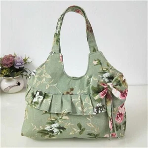 Women Canvas Handbag Retro Small Canvas Bag New Bow Shoulder Bag - Picture 1 of 16