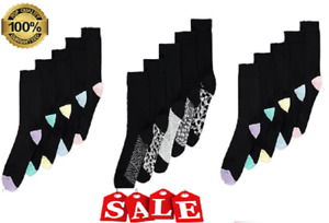 *24 Pairs Black Animal Ladies Socks Black Coloured Toe and Heel Cotton 4-7 BNHJK