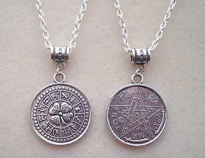 Collar Dije Mágico Amuleto Pentagrama Tetragrámaton Reversible Zodiaco Buena Suerte - Imagen 1 de 6
