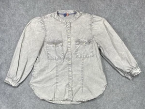Blusa Anthropologie Pilcro Mujer Pequeña Gris Lavado Piedra Mangas Abullonadas Pradera - Imagen 1 de 10