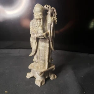 Antigua estatua china de monje jigong tallada en piedra hombre sabio - Imagen 1 de 9