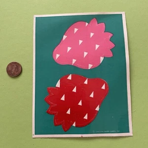 Foglio Adesivo Vintage 1984 Hallmark Sun Splash Gigante Fragola Rosa e Rosso - Foto 1 di 1