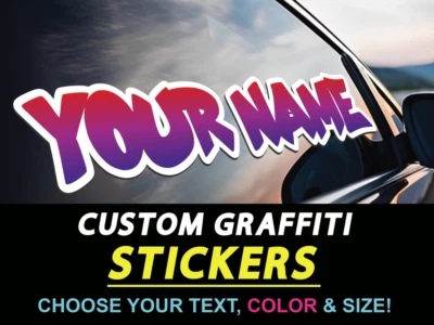 Custom Personalized Vinyl Graffiti Name Decal Sticker Car Window Tumbler Flask - Image 1 of 4