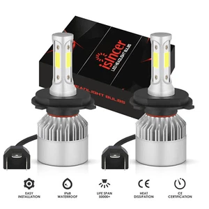 Pair H4 9003 HB2 LED Headlight Bulbs Kit High Low Beam Super Bright 6500K White - Picture 1 of 16