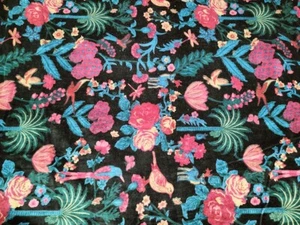 Black Floral Velvet Fabric Indian Boho Sewing Soft Upholstery Fabric By 5 Yard - Picture 1 of 5
