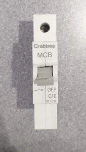 Neu Crabtree 10 A 10A C10 Typ C MCB Leitungsschutzschalter BS EN 60898 10kA - Bild 1 von 2
