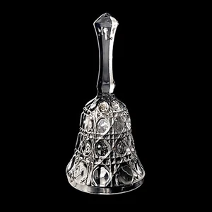 Mid Century Button & Cane Style 24% Cut Lead Crystal Glass Bell 5.5" - Picture 1 of 4