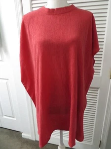 NWOT Eileen Fisher Crinkled Stretch Sleeveless Mock neck Boxy Red Top 3X - Picture 1 of 7