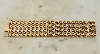 Brazalete Flexible Estrella Eslabón Estilo Panal Italiano Oro Amarillo 14k/585 41g Foto 1 de 4