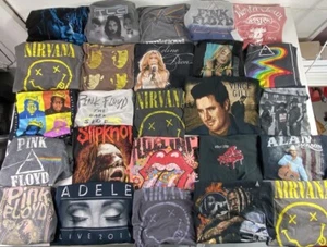 T-shirt concerto rock band lotto 25 magliette moderne hip hop felpa metal musica rap - Foto 1 di 24