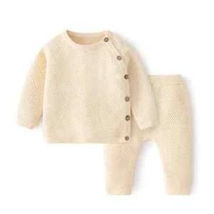 Baby Clothes Sets Cotton Spring Boy Girl Infant Knitted Sweater Baby Pajamas Set - Picture 1 of 10