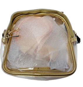 Clear Purse Crossbody Bag, Stadium Event Approved Clear Shoulder Bag Gold - Picture 1 of 2
