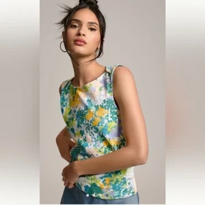 Maeve Anthropologie Mina Boatneck Top Size Small Floral Cottagecore Boho - Picture 1 of 11