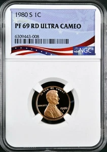 1980-S Lincoln Cent Graded PF69RD Ultra Cameo by NGC - Picture 1 of 4