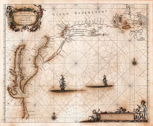 1666 Virginia, Nueva York, Nueva Inglaterra Bahía de Chesapeake, mapa de Cape Cod impresión de 11"x14" - Imagen 1 de 2