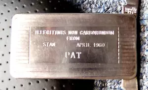Imperial Stainless USA Knife Money Clip "Illegitimi Non Carborundum" Dated 1960 - Picture 1 of 3