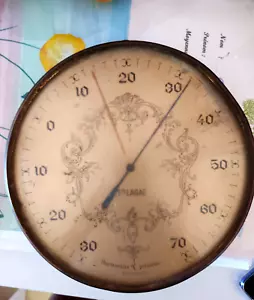 Antique Atmosphere: French Brass Celsius Thermometer with Convex Glass - Picture 1 of 6