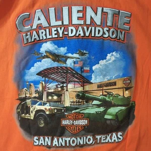Camicia Harley Davidson Caliente San Antonio Texas XL Arancione Moto, Bikers - Foto 1 di 7