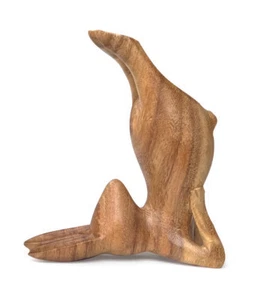 Yoga Bunny Figurine Pilates Rabbit Ornament Wooden Statue Handcarved Gift Small - Picture 1 of 8