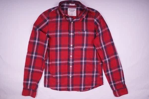 Abercrombie & Fitch Muscle Langarm Hemd Button-Down-Kragen Rot Herren Gr. S - Picture 1 of 3