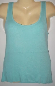 CENTRAL PARK WEST - XL - TURQ. SILK STRETCH RIBBED KNIT SLEEVELESS TANK TOP - Picture 1 of 3