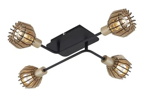 Briloner Deckenlampe Schwarz-pale-gold Holzschirm Ahorn 4 Flg. E14 austauschbar - Bild 1 von 1