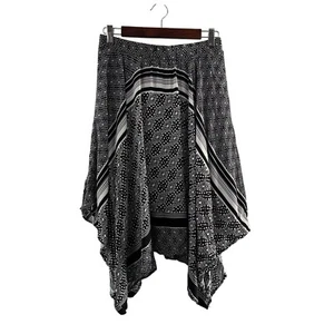 Lapis Womens Black & White Handkerchief Hem Skirt M Asymmetrical Festival Boho - Picture 1 of 8