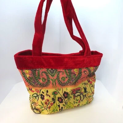 Bolso pequeño vintage de tela de terciopelo rojo mariposa brillo para niñas jóvenes Foto 1 de 4