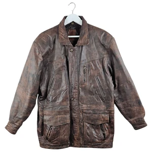 Vintage Fosters Mens Brown Leather Jacket Coat Size Medium M - Picture 1 of 22