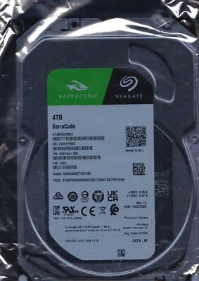 ST4000DM004 p/n: 2U9104-300 fw: 0001 s/n: ZW6 TK OCT 2023 4TB SATA 3.5" SEAGATE - Image 1 of 4