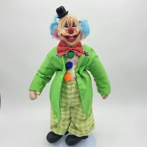 VTG Collectible Circus Clown With Green Outfit Doll Porcelain Circus Collect  - Picture 1 of 12