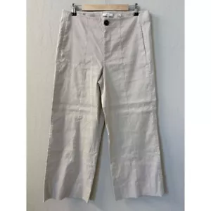 Vince Cream Linen Blend Wide Leg Pants Minimalist Office Career Beachy Sz 12 - Picture 1 of 10