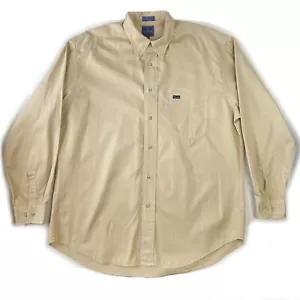 vtg Faconnable Button Down Dress Shirt Men’s Size XL Beige All Cotton Twill - Picture 1 of 9