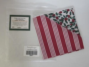 Longaberger 17" Wendestoff Quadrat ~ Stechpalme/rote Streifen ~ Weihnachten Urlaub - Bild 1 von 3