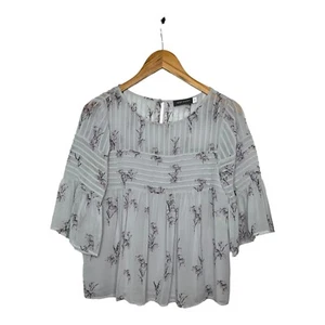 Mint Velvet Ladies Blouse Top Lilac Floral With Ruffle Details Size 10 - Picture 1 of 7