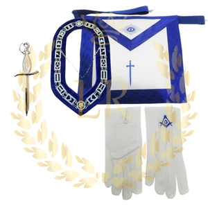 Freimaurer Regalia Blue Lodge Tyler normale Kunstlederschürze, Paket - Bild 1 von 8