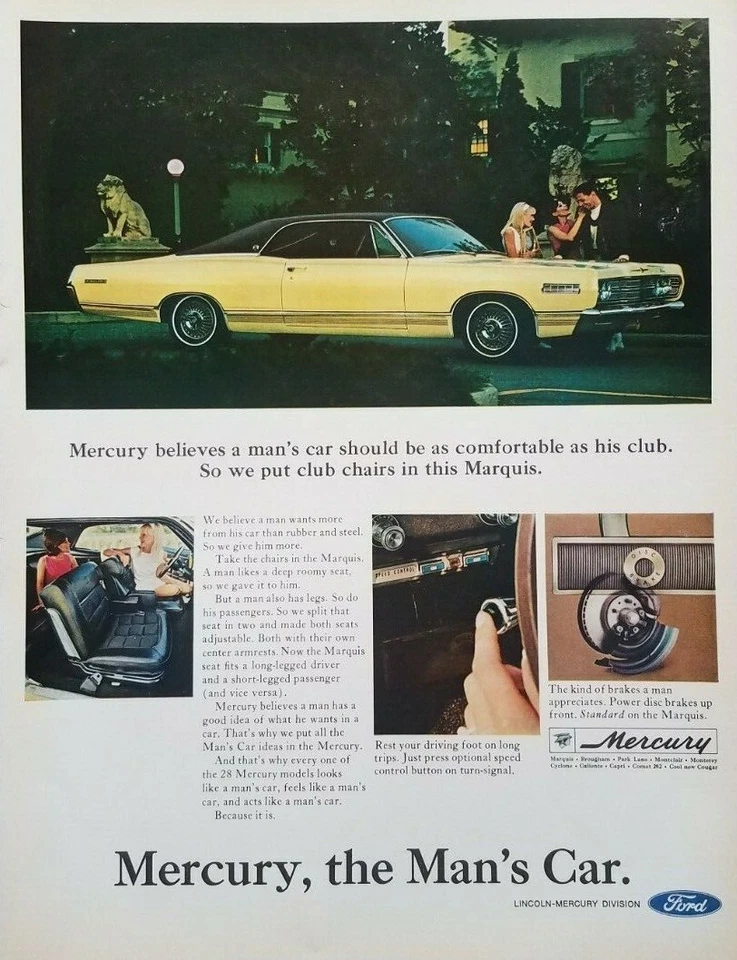 1967 Mercury Marquis Car Photo Yellow Print Ad  - Image 1 of 2
