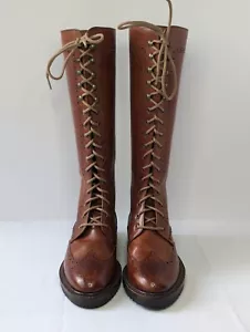 Stivali equitazione alti vintage Cole Haan Country marroni in pelle ginocchio punta alare taglia 5b - Foto 1 di 22