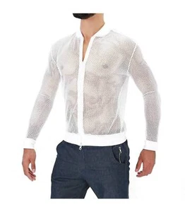TOF PARIS Vest Ibiza Zipped Mesh Vest Elegant Breathable Jacket White 15 - Picture 1 of 5