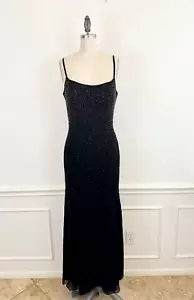 VTG 90s Y2K MY FASHION Dress 8 Black Silk Chiffon Party Bling Whimsigoth Fairy - Picture 1 of 10