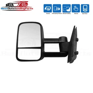 Left Manual Towing Mirror For 2007-2013 Chevrolet Silverado GMC Sierra 2500 3500 - Picture 1 of 5