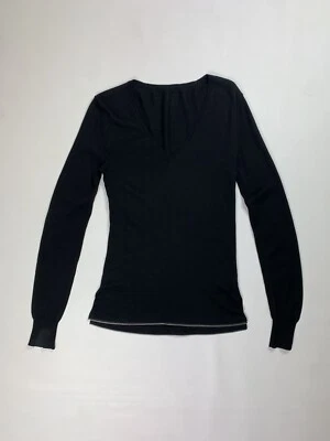 Alexander McQueen Damas Lana Lana Lana Cuello en V Suéter Pulliver Talla S Negro Foto 1 de 4