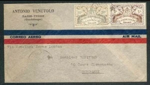 FRENCH GUADALUPE Sc 180 and 186 ON COVER VIA N.Y FOYNE LONDON TO FRANCE FVF - Picture 1 of 1