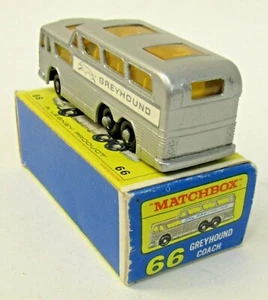 Matchbox #66 GREYHOUND BUS black base near mint in box - Picture 1 of 4