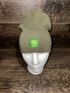 John Deere Black Knit Beanie Adult One Size Stretch Green Stocking Cap - Picture 1 of 6